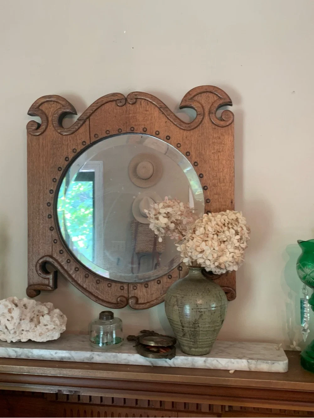 Antique Victorian Cut Glass Mantle Lustres with Prisms Stars